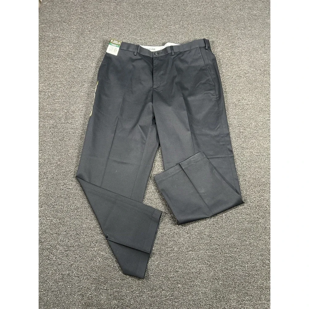 New Haggar Wrinkle Free Performance Khakis Mens 38x29 Black Moisture Wicking